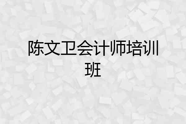 陈文卫会计师培训班
