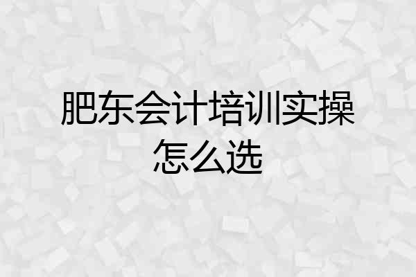 肥东会计培训实操怎么选