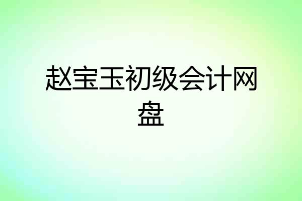 赵宝玉初级会计网盘