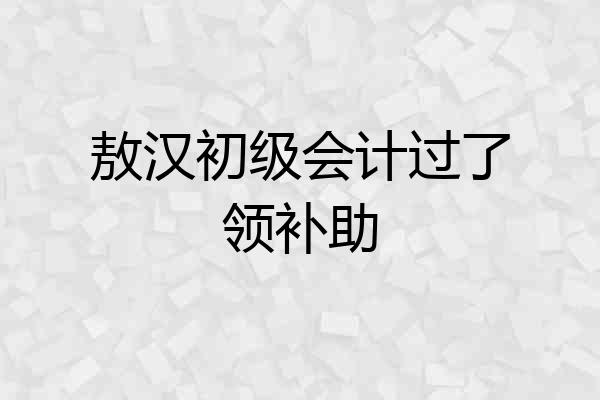 敖汉初级会计过了领补助