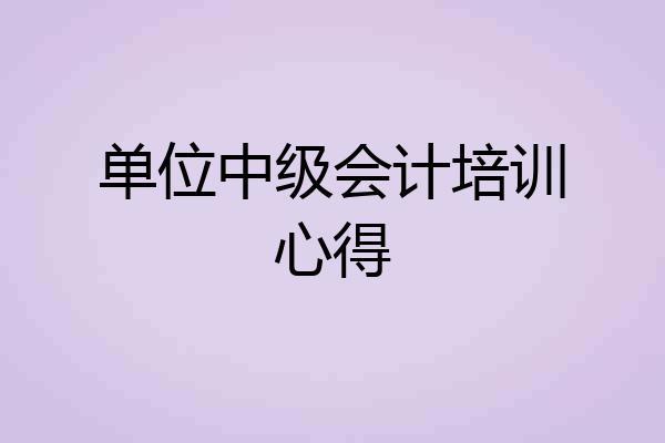 单位中级会计培训心得