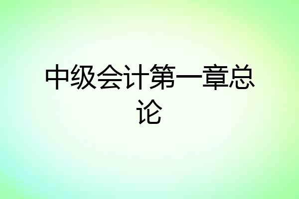 中级会计第一章总论