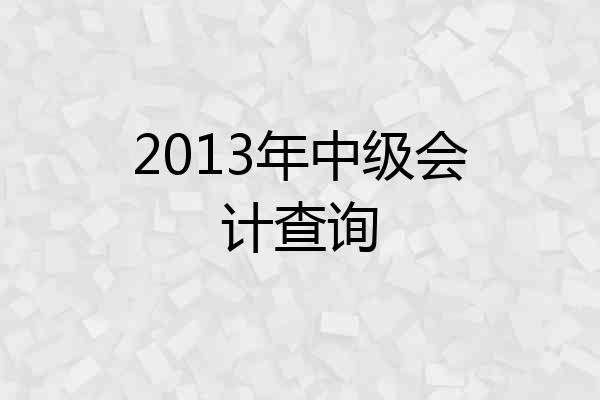 2013年中级会计查询