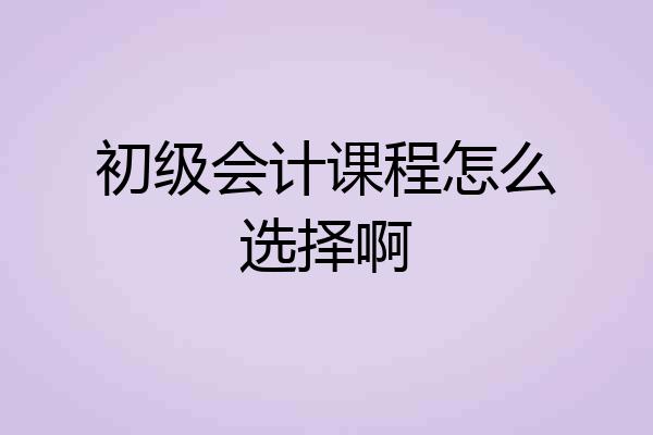 初级会计课程怎么选择啊