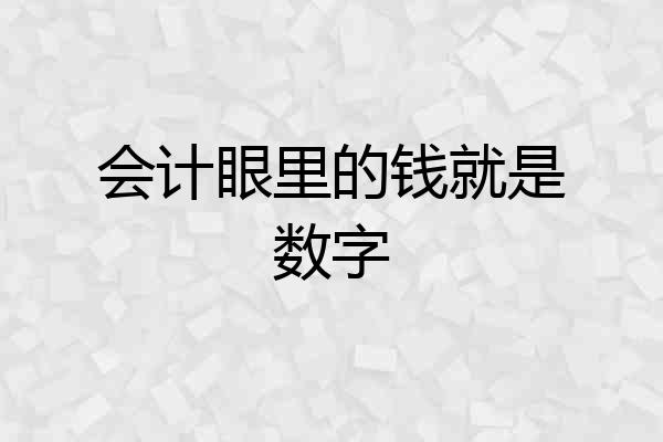 会计眼里的钱就是数字