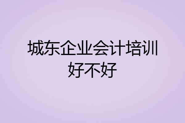 城东企业会计培训好不好