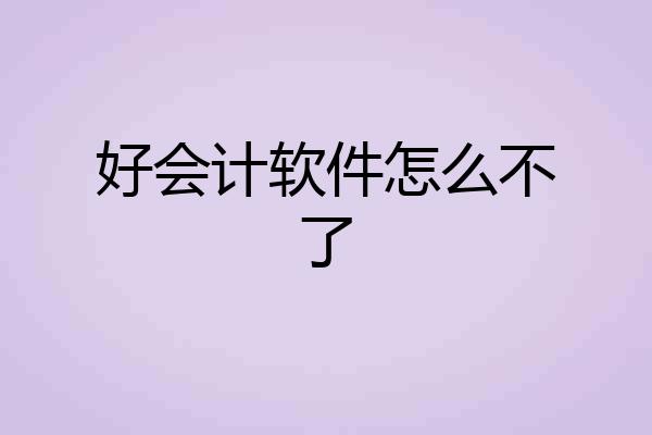 好会计软件怎么不了