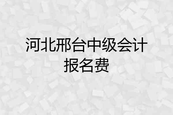 河北邢台中级会计报名费