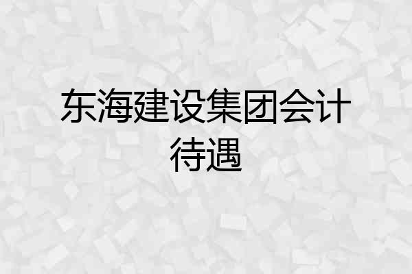 东海建设集团会计待遇
