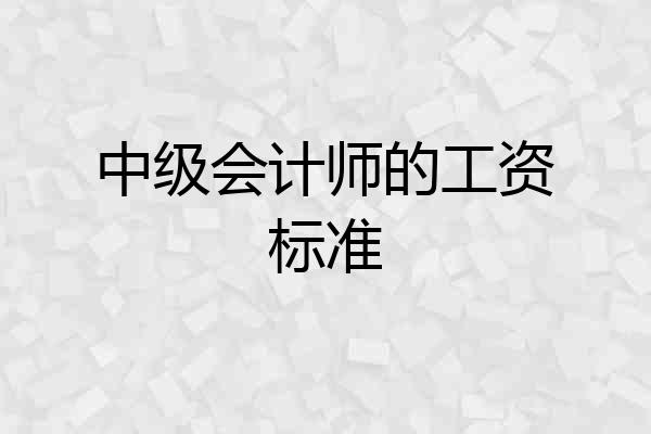 中级会计师的工资标准