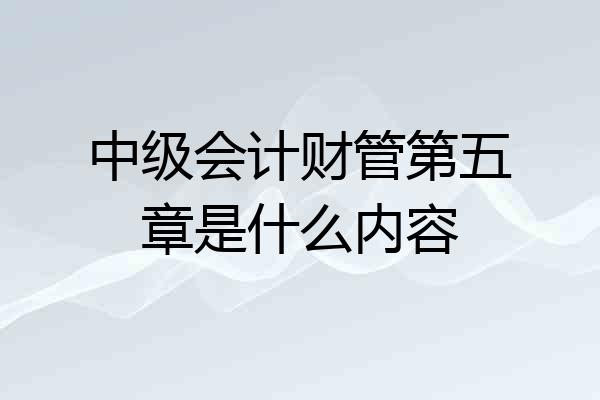 中级会计财管第五章是什么内容
