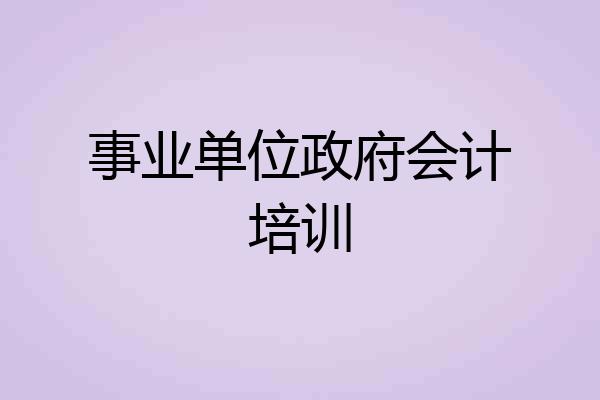 事业单位政府会计培训
