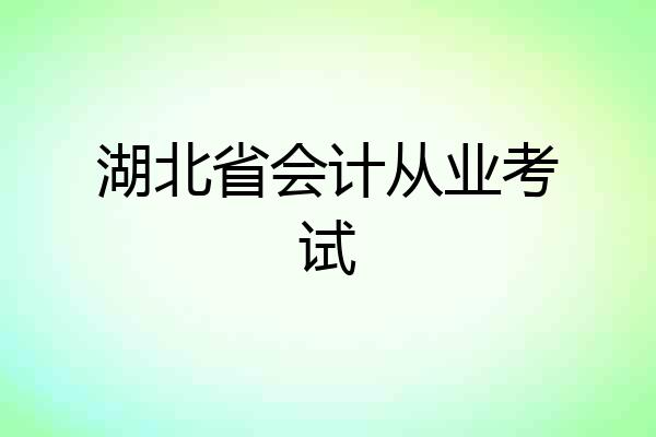 湖北省会计从业考试