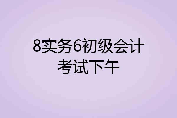 8实务6初级会计考试下午