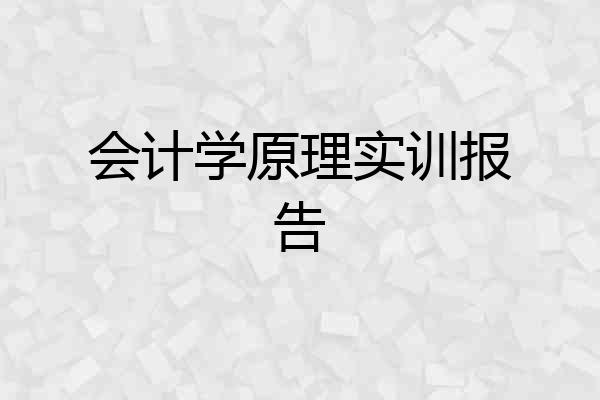会计学原理实训报告