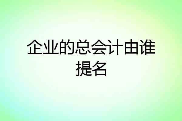企业的总会计由谁提名