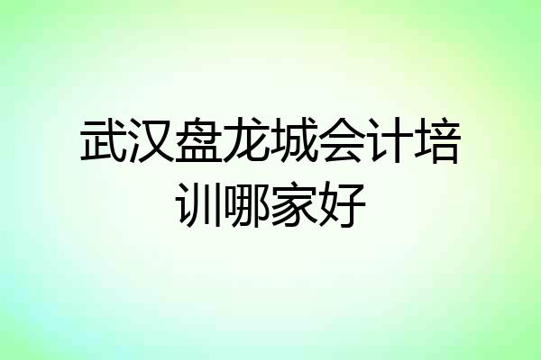 武汉盘龙城会计培训哪家好