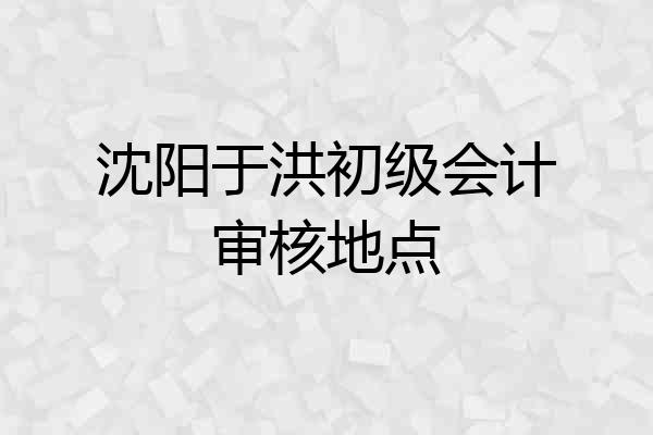沈阳于洪初级会计审核地点