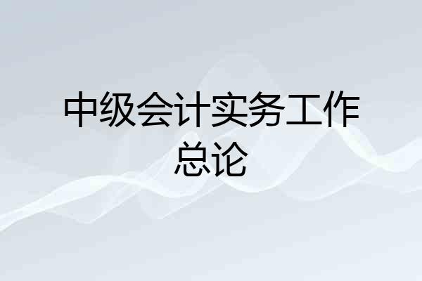 中级会计实务工作总论