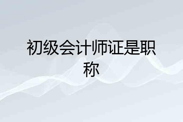 初级会计师证是职称