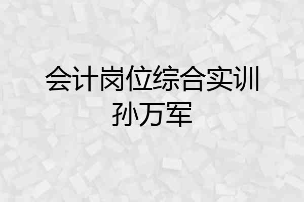 会计岗位综合实训孙万军