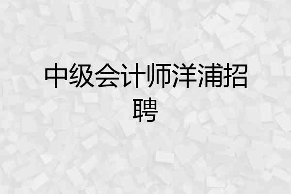 中级会计师洋浦招聘