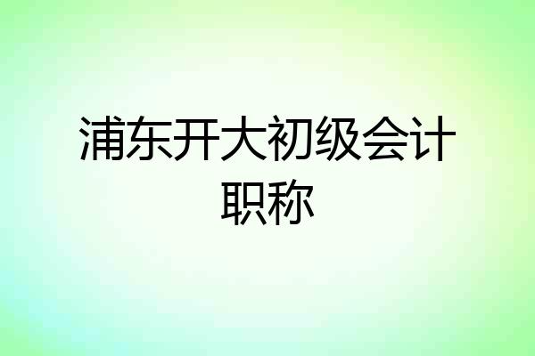 浦东开大初级会计职称