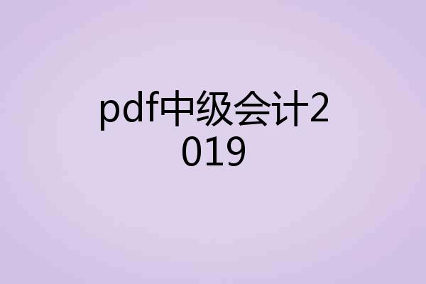 pdf中级会计2019