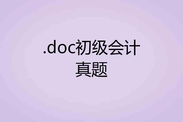 .doc初级会计真题