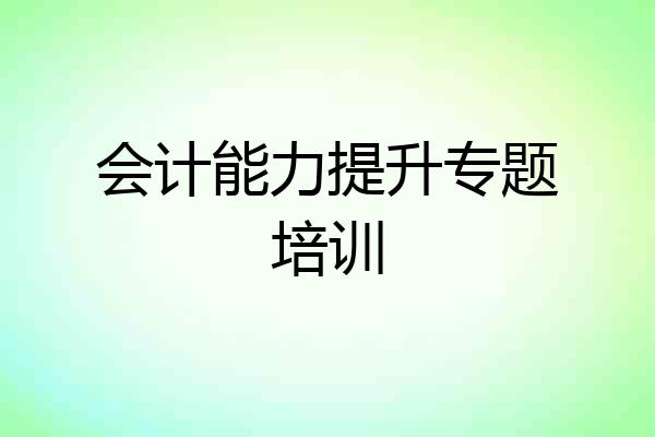 会计能力提升专题培训