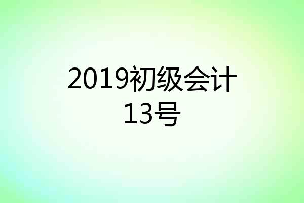 2019初级会计13号