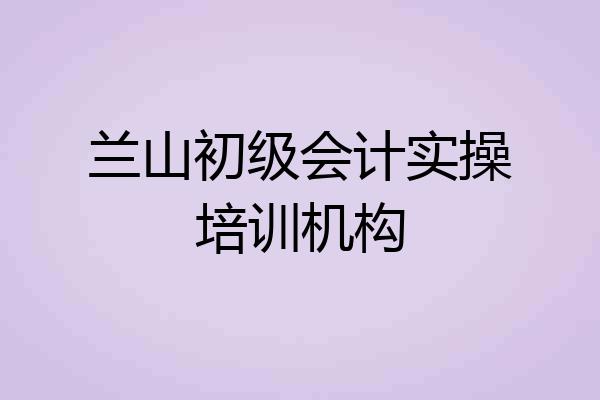兰山初级会计实操培训机构
