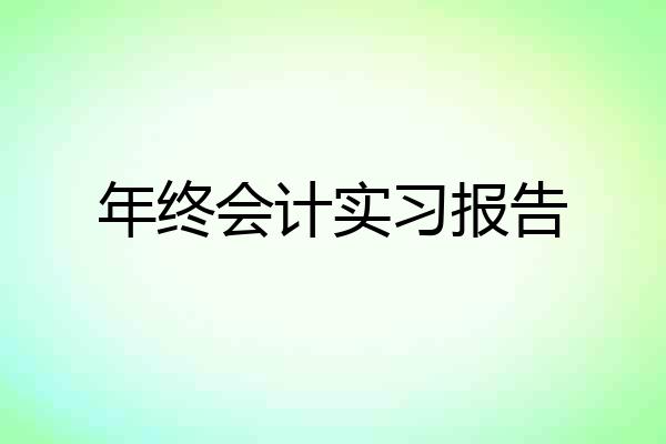 年终会计实习报告