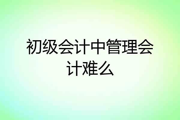 初级会计中管理会计难么