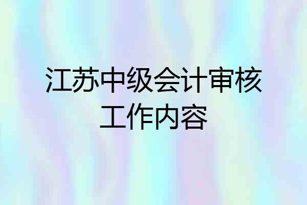 江苏中级会计审核工作内容