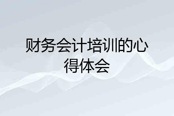 财务会计培训的心得体会