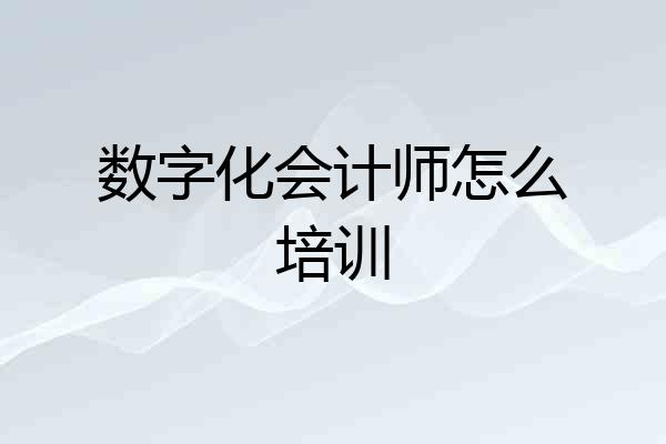 数字化会计师怎么培训
