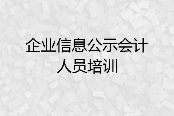 企业信息公示会计人员培训
