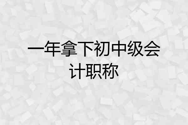 一年拿下初中级会计职称