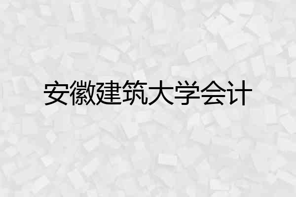 安徽建筑大学会计