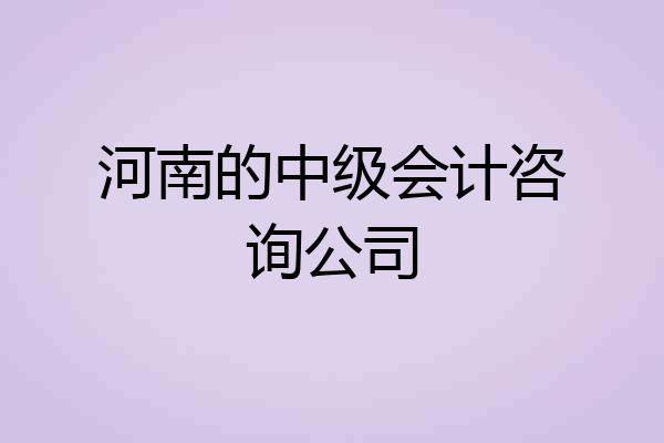 河南的中级会计咨询公司