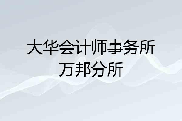 大华会计师事务所万邦分所