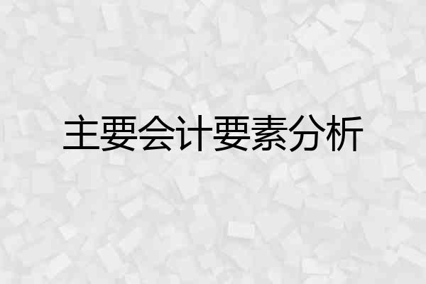 主要会计要素分析