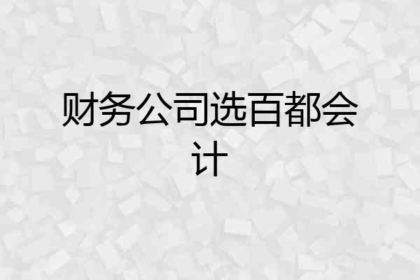财务公司选百都会计