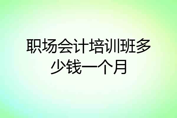 职场会计培训班多少钱一个月