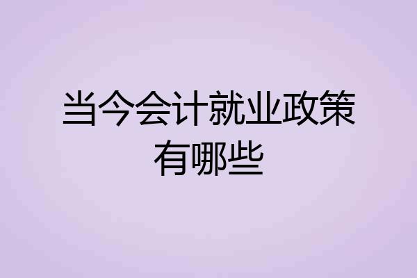 当今会计就业政策有哪些