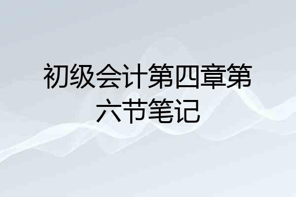 初级会计第四章第六节笔记