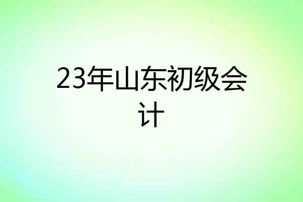 23年山东初级会计
