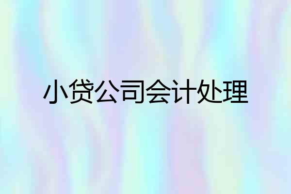 小贷公司会计处理