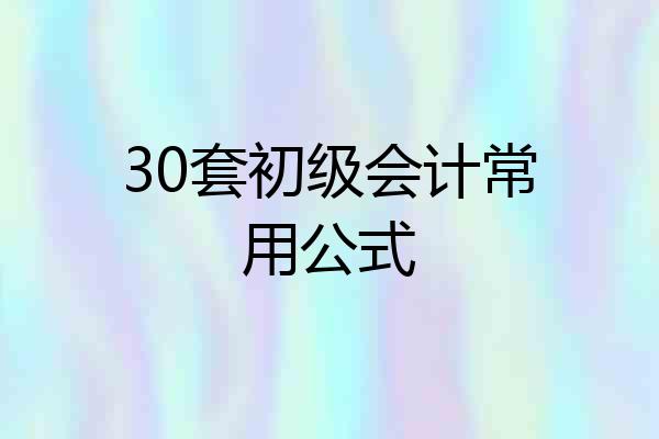 30套初级会计常用公式